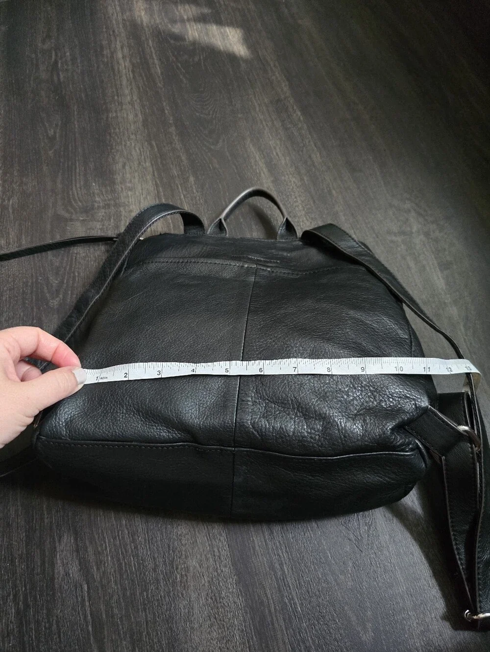 Aimee Kestenberg Convertible Leather Backpack Black Belt Buckle Silver Hardware